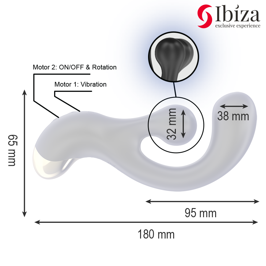 IBIZA Vibrējošs un Rotējošs G-punkta Stimulators ar 2 Motoriem