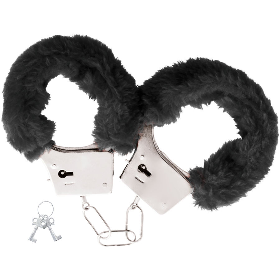 DARKNESS - Metal handcuffs with black fur