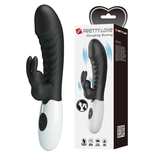 PRETTY LOVE Naughty Bunny vibrators melns - G-punkta un klitora stimulācija